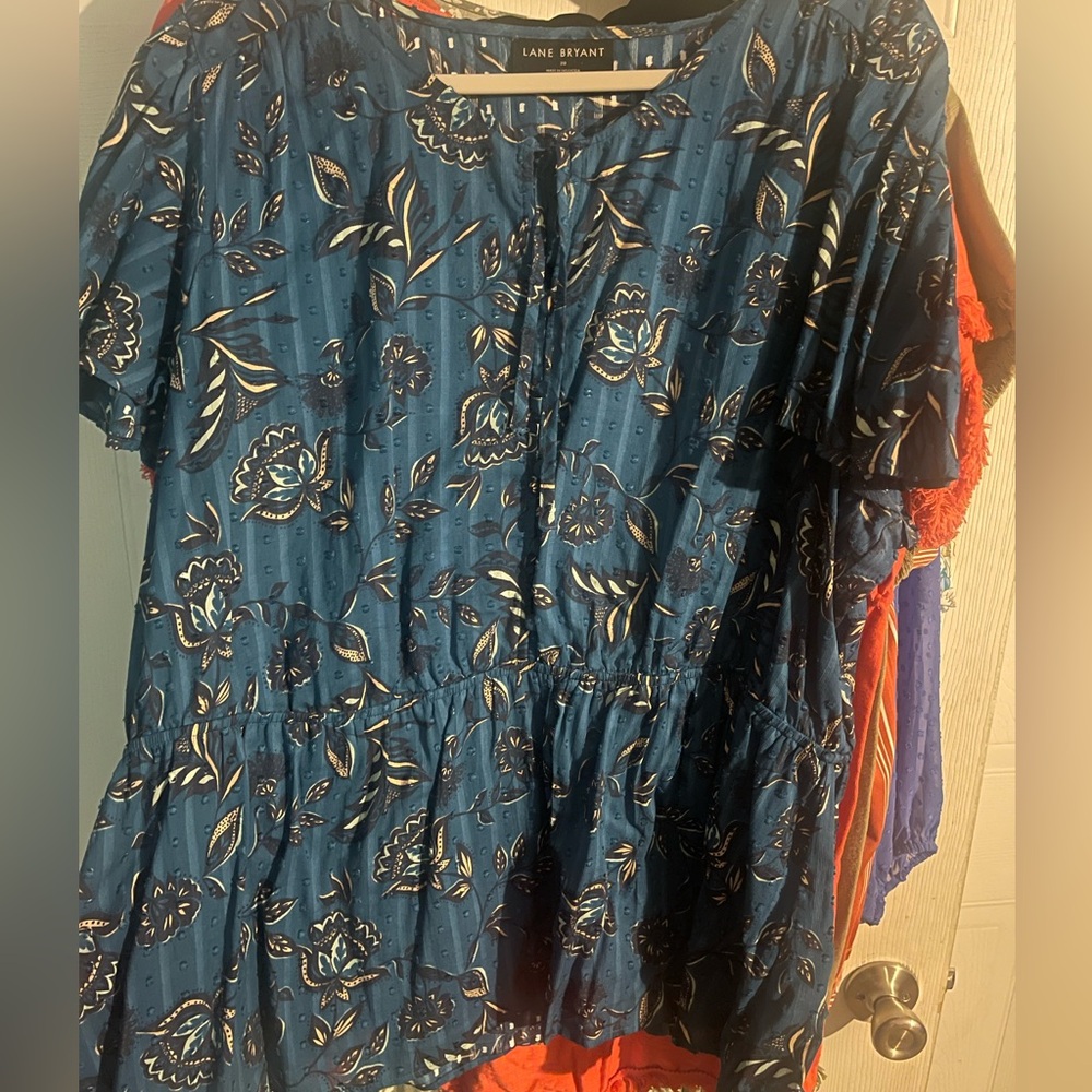 Lane Bryant Peplum blue blouse 20